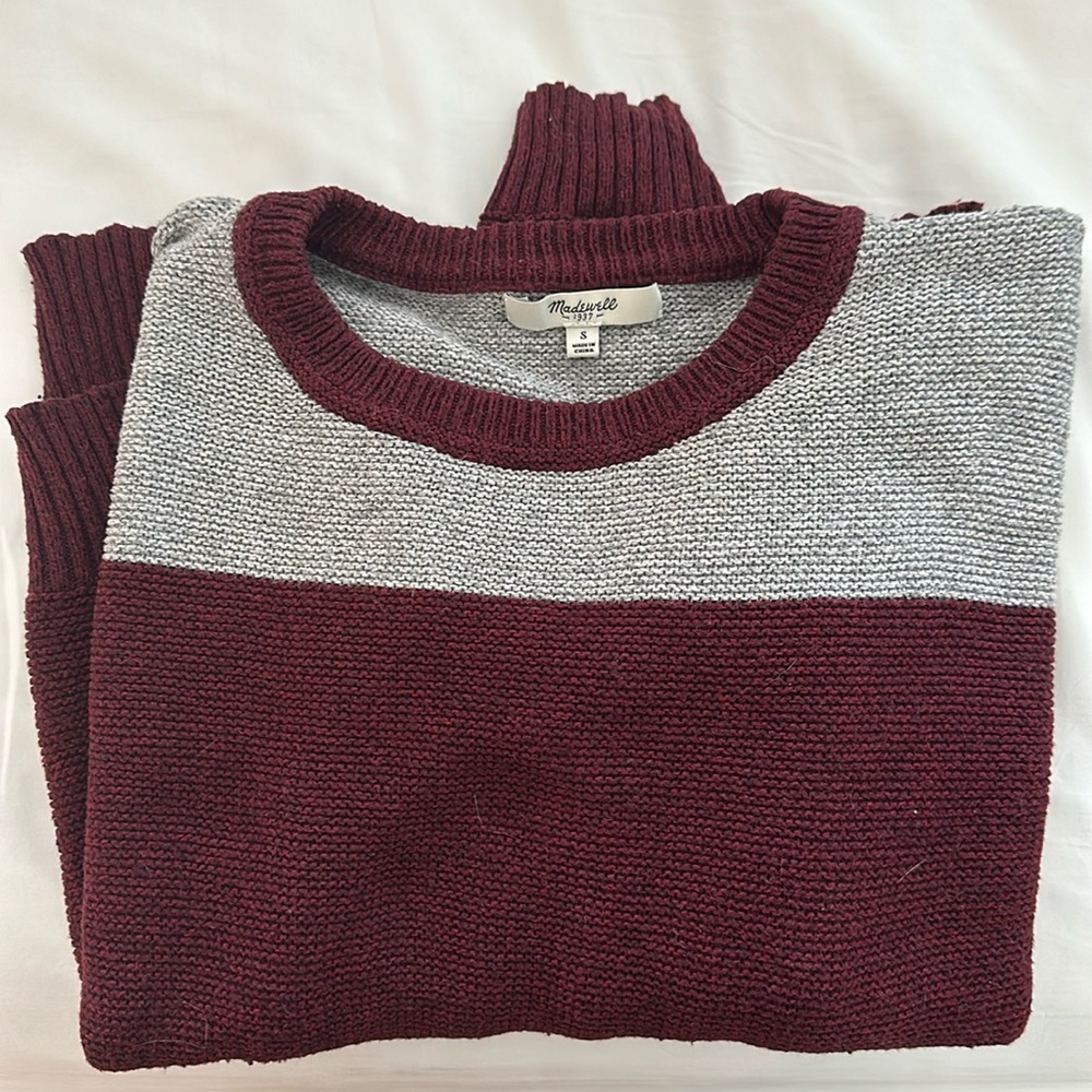 Madewell maroon and grey sweater